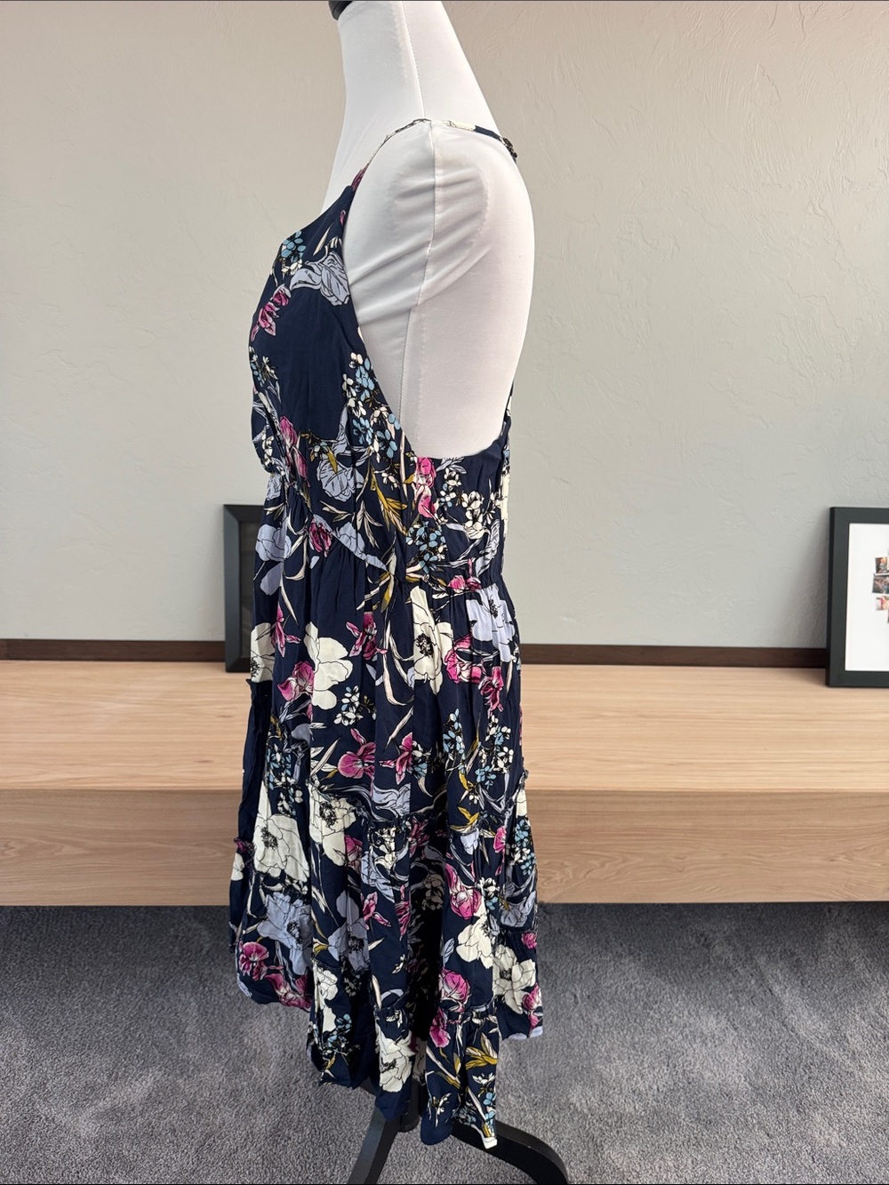 Maurices Navy Floral V-Neck Spaghetti Strap Mini Dress - NWT - Picture 4 of 7